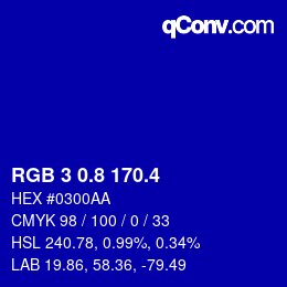 カラーコード: RGB 3 0.8 170.4 | qconv.com