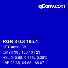 カラーコード: RGB 3 0.8 195.4 | qconv.com