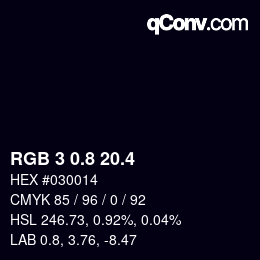 カラーコード: RGB 3 0.8 20.4 | qconv.com