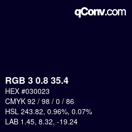 カラーコード: RGB 3 0.8 35.4 | qconv.com