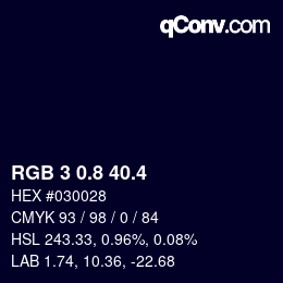 カラーコード: RGB 3 0.8 40.4 | qconv.com