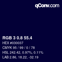 カラーコード: RGB 3 0.8 55.4 | qconv.com