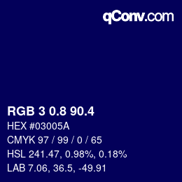カラーコード: RGB 3 0.8 90.4 | qconv.com
