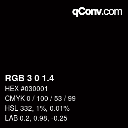 カラーコード: RGB 3 0 1.4 | qconv.com