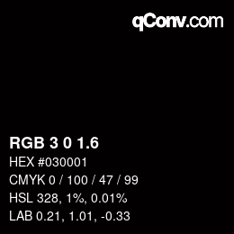 カラーコード: RGB 3 0 1.6 | qconv.com