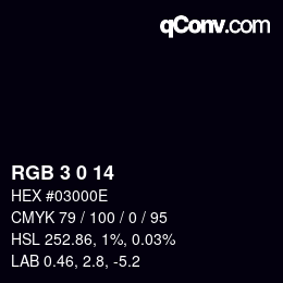 Color code: RGB 3 0 14 | qconv.com