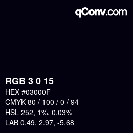 Color code: RGB 3 0 15 | qconv.com