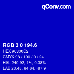カラーコード: RGB 3 0 194.6 | qconv.com
