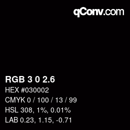カラーコード: RGB 3 0 2.6 | qconv.com