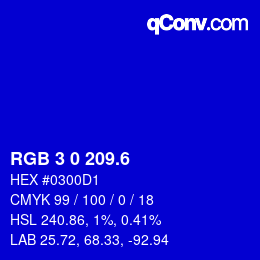 カラーコード: RGB 3 0 209.6 | qconv.com