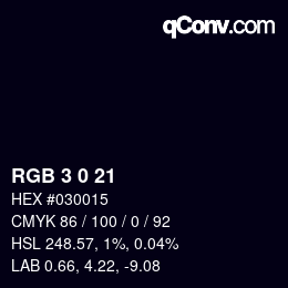 Color code: RGB 3 0 21 | qconv.com
