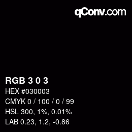颜色代码: RGB 3 0 3 | qconv.com