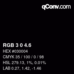 カラーコード: RGB 3 0 4.6 | qconv.com