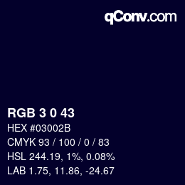 Color code: RGB 3 0 43 | qconv.com