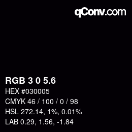カラーコード: RGB 3 0 5.6 | qconv.com
