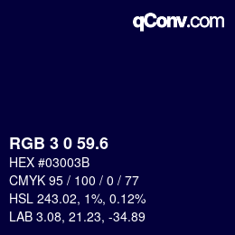 カラーコード: RGB 3 0 59.6 | qconv.com