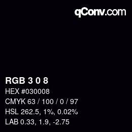 Color code: RGB 3 0 8 | qconv.com