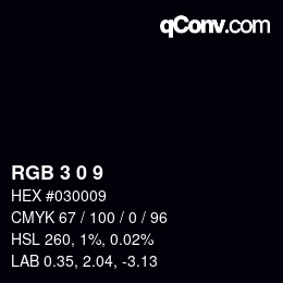 Color code: RGB 3 0 9 | qconv.com