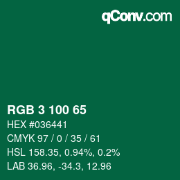 Color code: RGB 3 100 65 | qconv.com