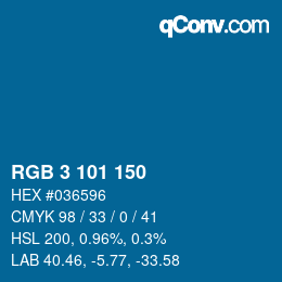 Color code: RGB 3 101 150 | qconv.com