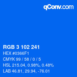 Color code: RGB 3 102 241 | qconv.com