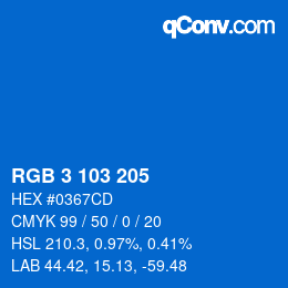 Color code: RGB 3 103 205 | qconv.com