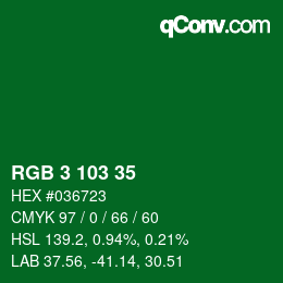 Color code: RGB 3 103 35 | qconv.com