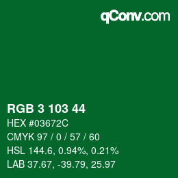 Color code: RGB 3 103 44 | qconv.com