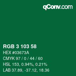 Código de color: RGB 3 103 58 | qconv.com