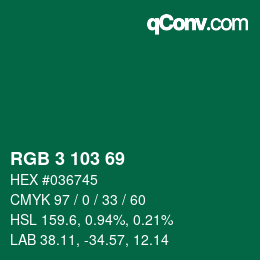 Código de color: RGB 3 103 69 | qconv.com