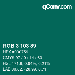 Farbcode: RGB 3 103 89 | qconv.com