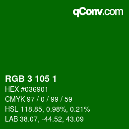 Color code: RGB 3 105 1 | qconv.com
