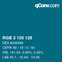 Color code: RGB 3 105 128 | qconv.com