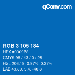 Color code: RGB 3 105 184 | qconv.com
