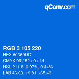 Color code: RGB 3 105 220 | qconv.com