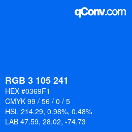 Color code: RGB 3 105 241 | qconv.com