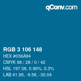 Color code: RGB 3 106 148 | qconv.com