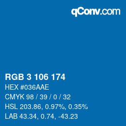 Color code: RGB 3 106 174 | qconv.com