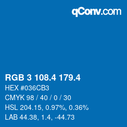 カラーコード: RGB 3 108.4 179.4 | qconv.com
