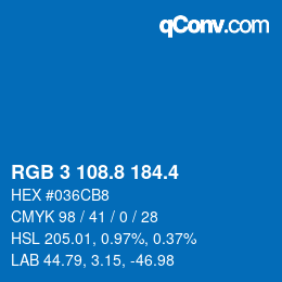 カラーコード: RGB 3 108.8 184.4 | qconv.com