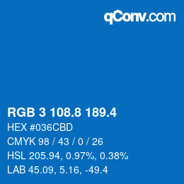 カラーコード: RGB 3 108.8 189.4 | qconv.com