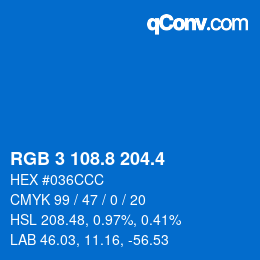 カラーコード: RGB 3 108.8 204.4 | qconv.com