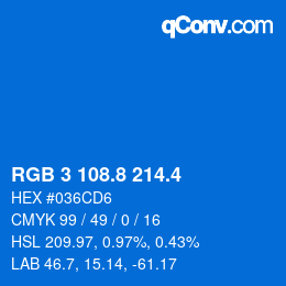 カラーコード: RGB 3 108.8 214.4 | qconv.com