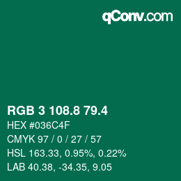 カラーコード: RGB 3 108.8 79.4 | qconv.com