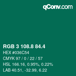 カラーコード: RGB 3 108.8 84.4 | qconv.com