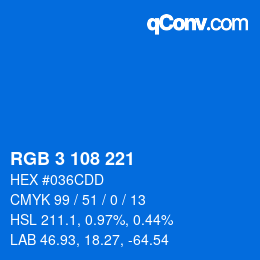 Farbcode: RGB 3 108 221 | qconv.com