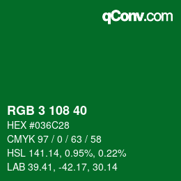 Color code: RGB 3 108 40 | qconv.com