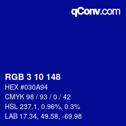 Color code: RGB 3 10 148 | qconv.com