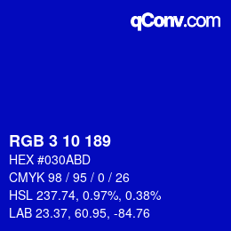 Color code: RGB 3 10 189 | qconv.com
