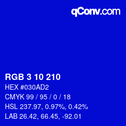 カラーコード: RGB 3 10 210 | qconv.com